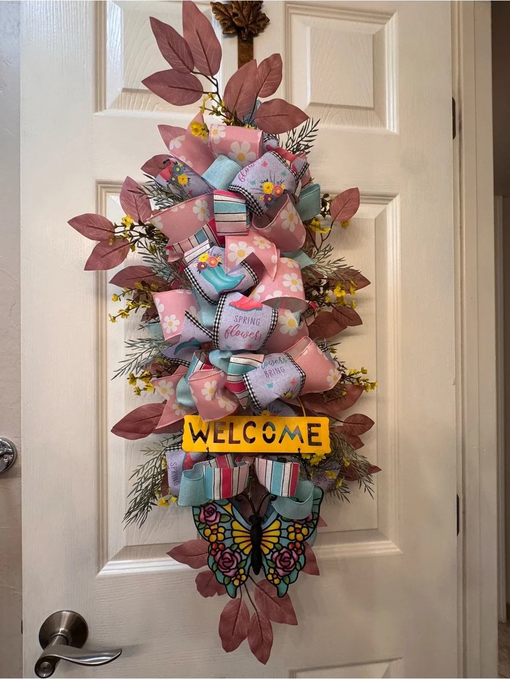 Pink Spring Welcome Door Swag